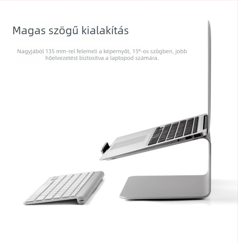 Alumíniumötvözetes notebook-tartó UP/EPP AP-2, 360°-os forgású, hűtőalappal, MacBook-kompatibilis