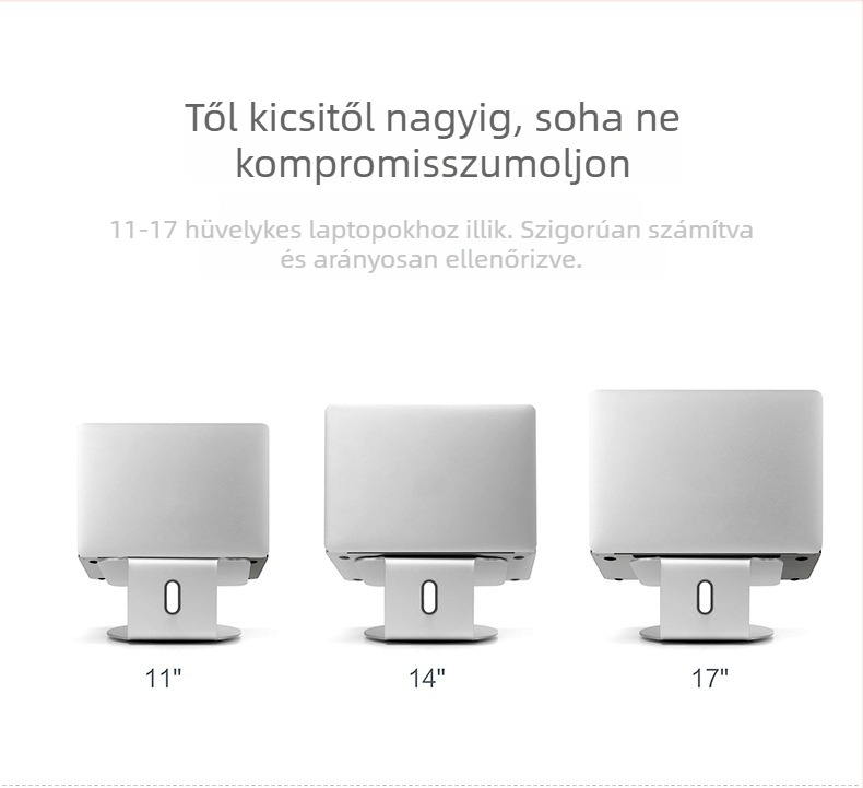 Alumíniumötvözetes notebook-tartó UP/EPP AP-2, 360°-os forgású, hűtőalappal, MacBook-kompatibilis