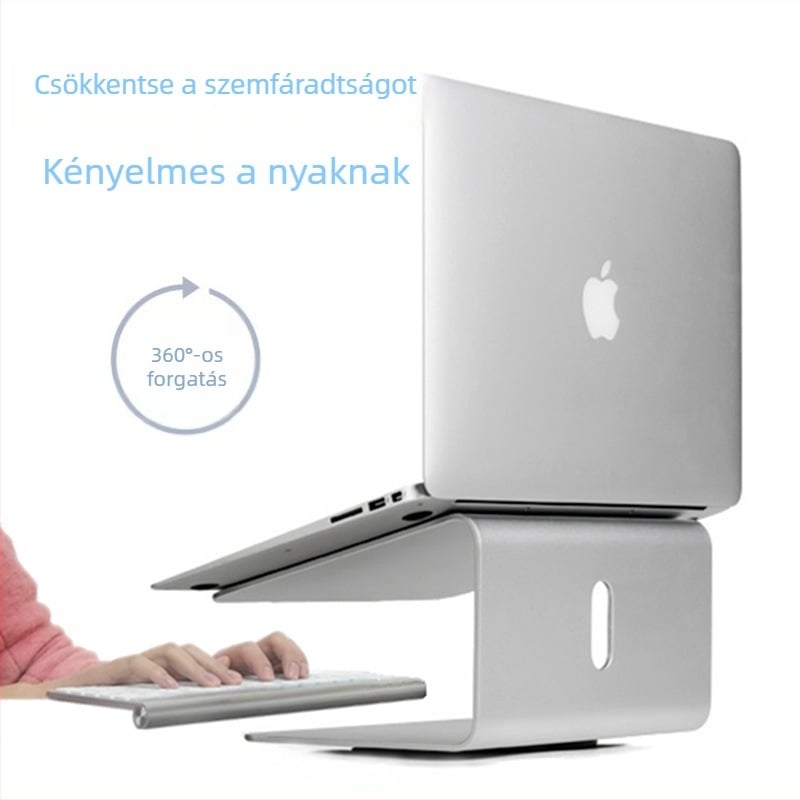 Alumíniumötvözetes notebook-tartó UP/EPP AP-2, 360°-os forgású, hűtőalappal, MacBook-kompatibilis