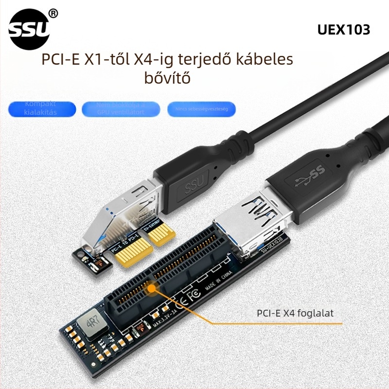 PCIe 1X meghosszabbító kábel, SSU UEX103, patch cord, interfész: Egyéb, hossz: 0.6 m