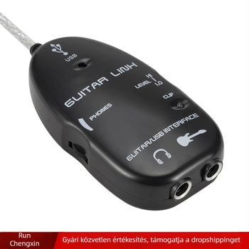USB gitárkábel, patch kábel, USB 2.0, 2 m hosszú, egyfejű, OEM-kompatibilis