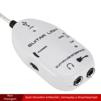 USB gitárkábel, patch kábel, USB 2.0, 2 m hosszú, egyfejű, OEM-kompatibilis