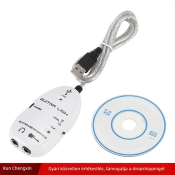 USB gitárkábel, patch kábel, USB 2.0, 2 m hosszú, egyfejű, OEM-kompatibilis