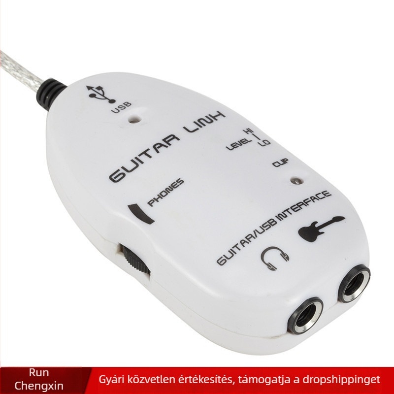 USB gitárkábel, patch kábel, USB 2.0, 2 m hosszú, egyfejű, OEM-kompatibilis