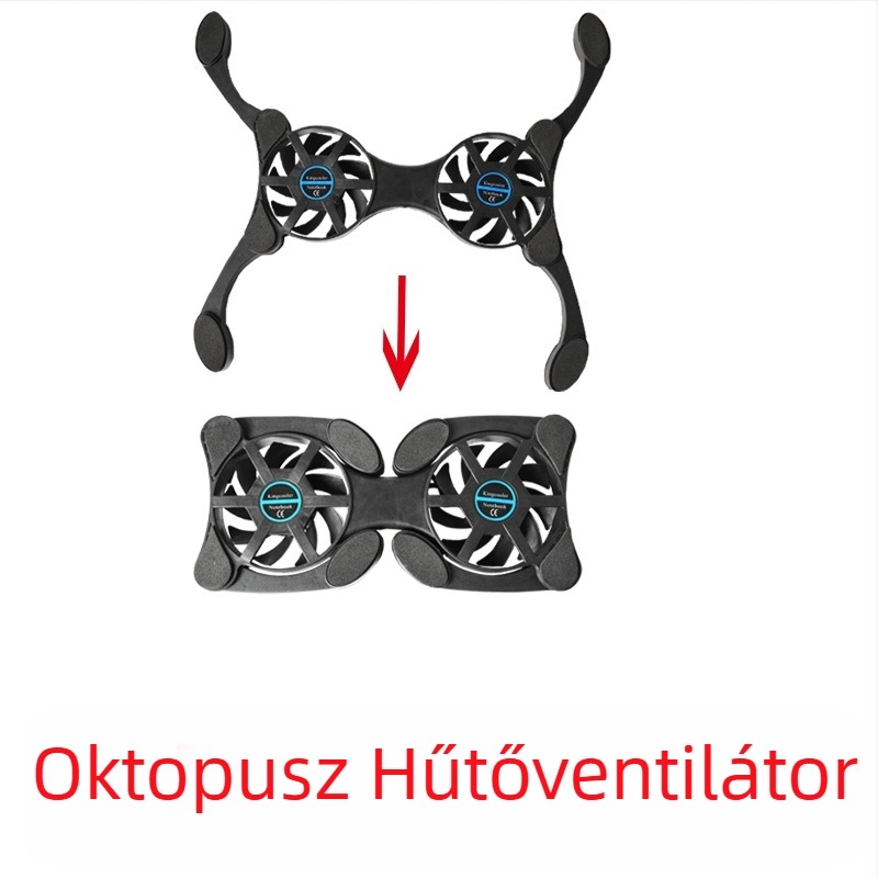 Notebook radiátor – hordozható, összecsukható, légáramlásos hűtés, 2 ventilátor, kompatibil notebook/ ultrabook/ Playbook