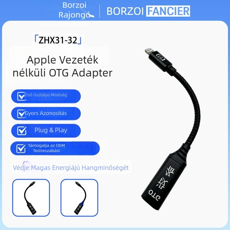 Mobiltelefon OTG adapter, Lightning-tól USB-C női csatlakozó, OTG interfész, 480 MB/s adatátvitel, modell ZHX31/32