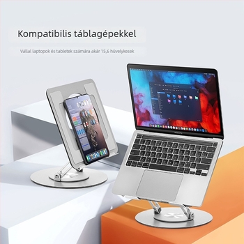 Alumíniumötvözetből készült forgó laptopállvány, univerzális kompatibilitás, modell S13, 703 g, asztali hőelvezető alap