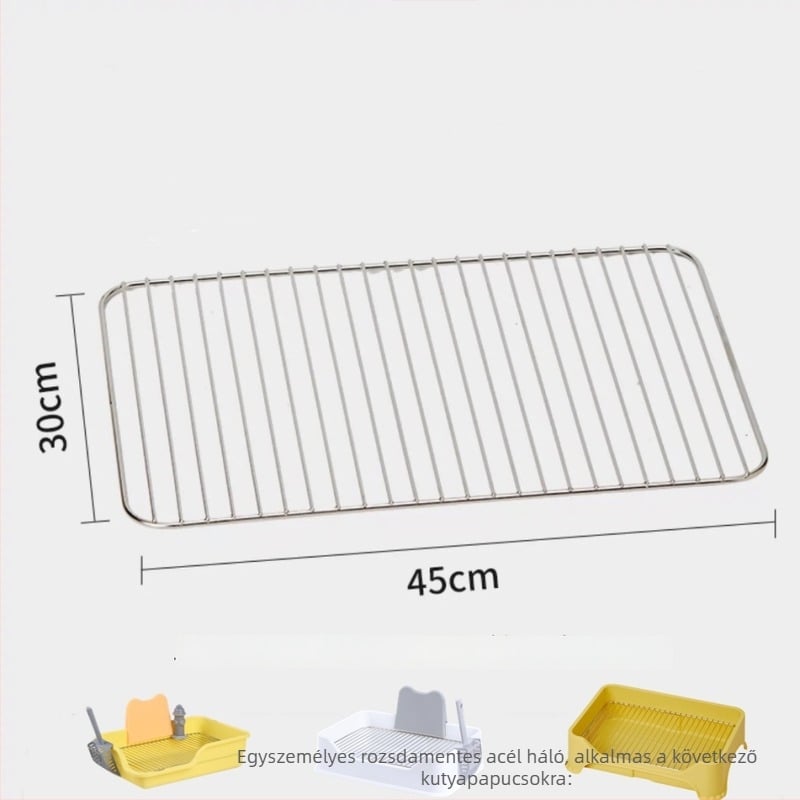 Kutyatoalett rozsdamentes acél hálós kerettel – anti-lépés és anti-ürítés funkcióval, háziállat-kiegészítő, több stílus