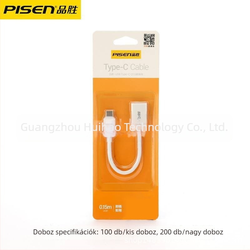 Pisen Type-C OTG adatkábel – USB 3.0 OTG adapter Huawei Android telefonokhoz, hossz 0.15 m, egyoldali csatlakozó