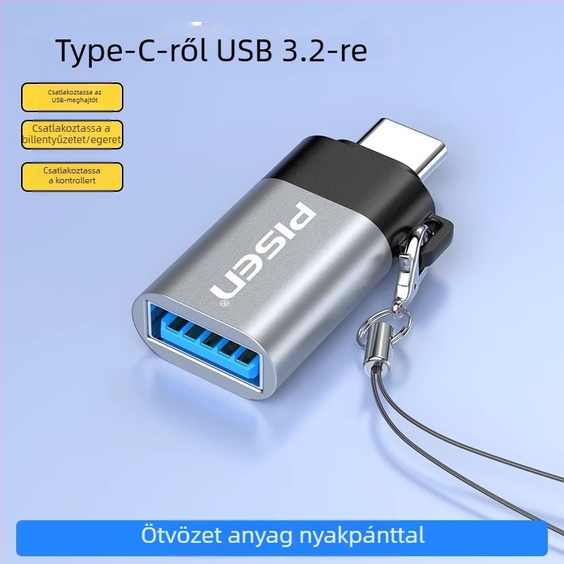 Pisen Type-C OTG adatkábel – USB 3.0 OTG adapter Huawei Android telefonokhoz, hossz 0.15 m, egyoldali csatlakozó