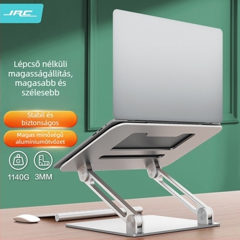 Universális hordozható laptopállvány, alumíniumötvözet, összecsukható hőelvezető alap, emelős kialakítás, Z2 Pro modell, kompatibilis laptopokkal és iPad-tel