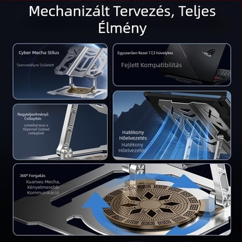 360°-os forgó laptop állvány, modell L205-b, szénacél, univerzális kompatibilitás, 2 kg