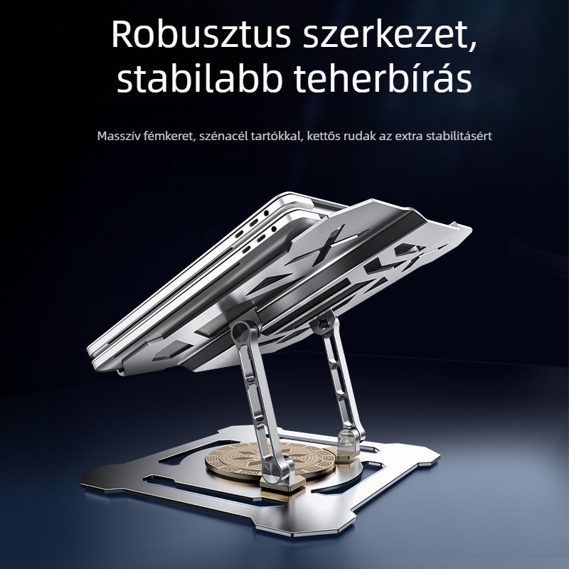 360°-os forgó laptop állvány, modell L205-b, szénacél, univerzális kompatibilitás, 2 kg