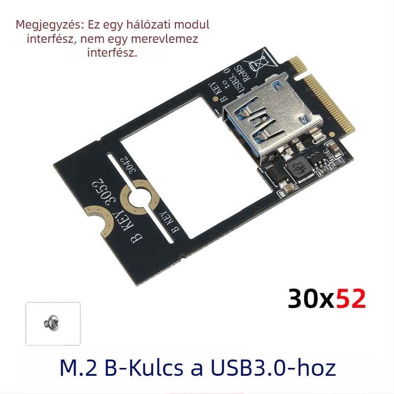 Adapterkártya: M.2 B-Key modul interfész USB 3.0 Type-C-hez, WWAN modul bővítés