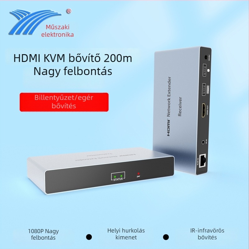 KVM HDMI kiterjesztő HY-DQ200, 200 m, 1920x1080P/60, minden rendszerrel kompatibilis