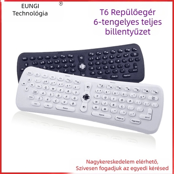 T6 Mini Vezeték nélküli Billentyűzet 2.4G-s Kapcsolattal, USB Interfész, 10 m Hatótávolság, 1000dpi, Hatz tengelyes Giroszkóp, Air Mouse Funkció