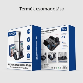 PS5 Pro/PS5 Slim hűtőalap vezérlő töltővel és játékkártya tárolóval (ABS)
