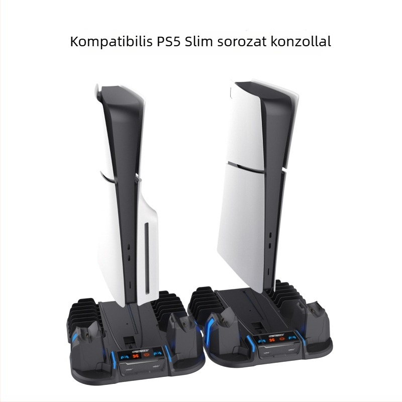 PS5 Pro/PS5 Slim hűtőalap vezérlő töltővel és játékkártya tárolóval (ABS)