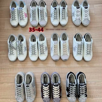 Csillag mintás bőrből készült casual cipő, EVA talpbetét, gumírozott talp, fűzéses zárás, 1–3 cm sarok