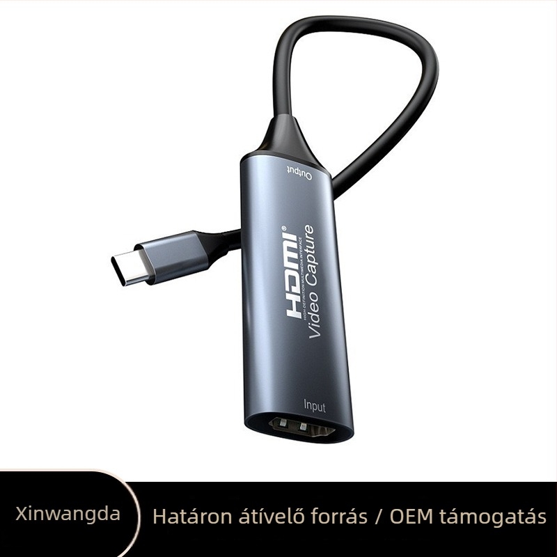 HDMI–ről USB‑C 3.0 videó rögzítő kártya, MS2109 chipset, USB 3.0 interfész, 1080p30 kimenet, 20 cm rézmagú kábel