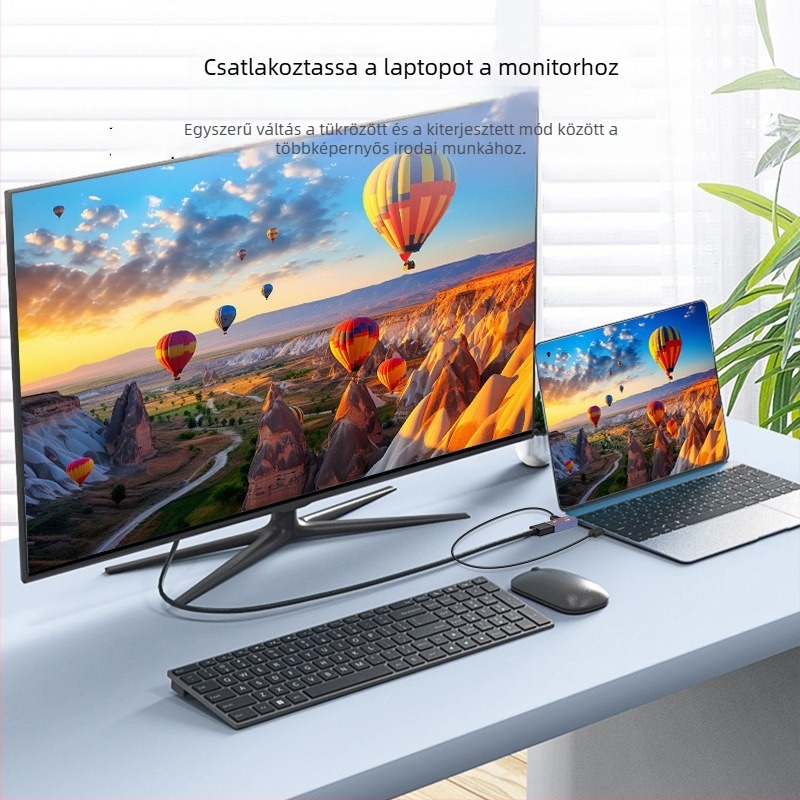 HDMI-től DP-ig adapter, 4K60Hz konverter laptophoz és külső monitorhoz, 60/144 Hz kijelző