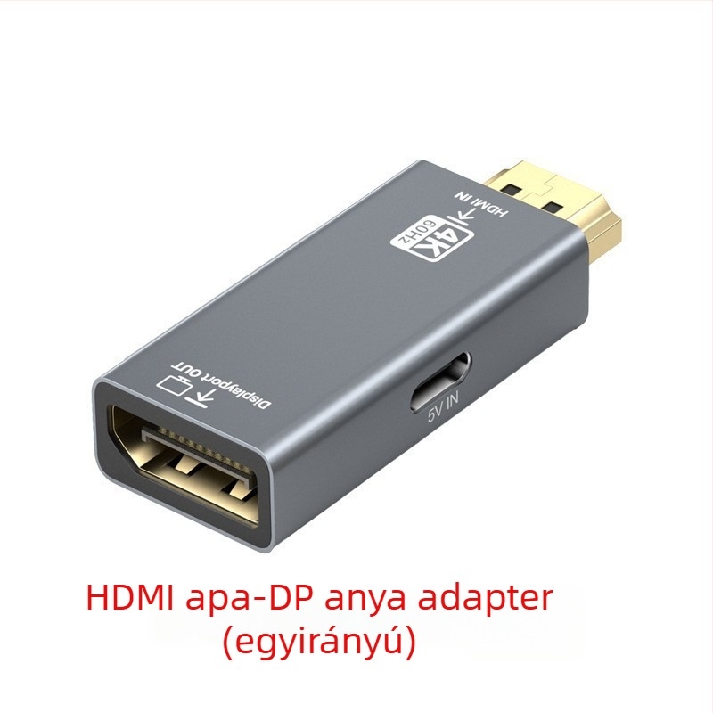 HDMI-től DP-ig adapter, 4K60Hz konverter laptophoz és külső monitorhoz, 60/144 Hz kijelző