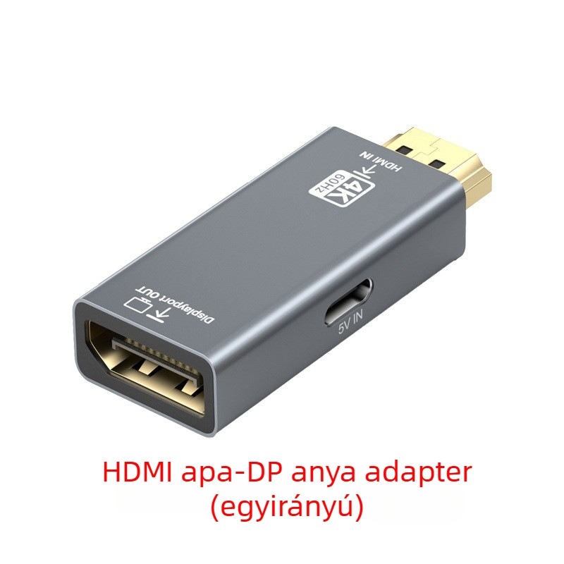 HDMI-től DP-ig adapter, 4K60Hz konverter laptophoz és külső monitorhoz, 60/144 Hz kijelző