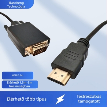 HDMI–VGA kábel, CS5210 chip, 1080p támogatás, 1.8 m hosszú