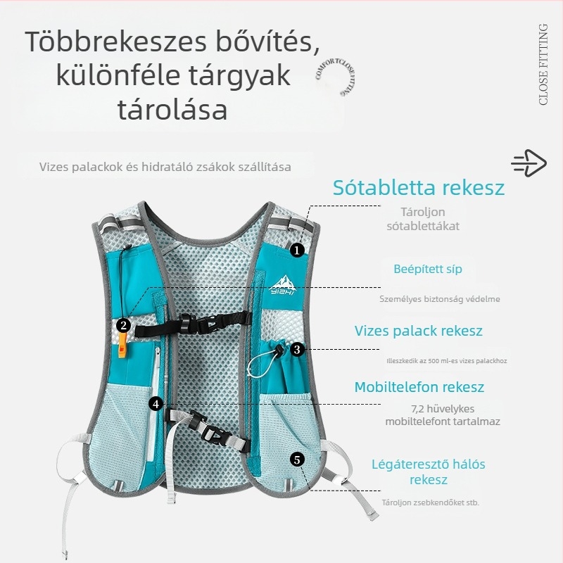 Uniszex hidratáló hátizsák terepfutáshoz, kültéri túrákhoz és hegymászáshoz