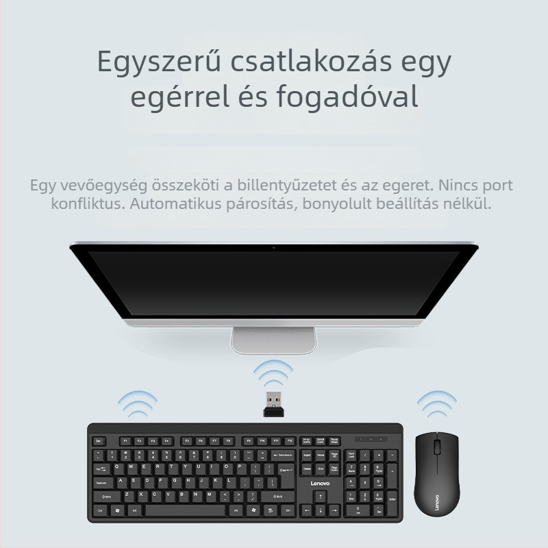 Lenovo Kn210 vezeték nélküli billentyűzet és egér készlet – ergonomikus kialakítás, Bluetooth billentyűzet és Bluetooth egér, 1200 DPI