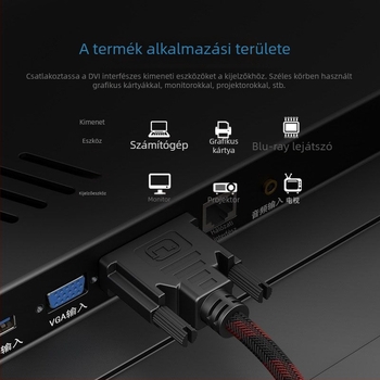 DVI-D adapterkábel PC monitorhoz, 24+1 pin, DVI interfész
