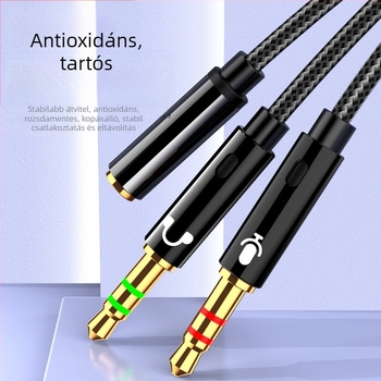 Kettős funkciójú fejhallgató–mikrofon adapter kábel asztali számítógéphez