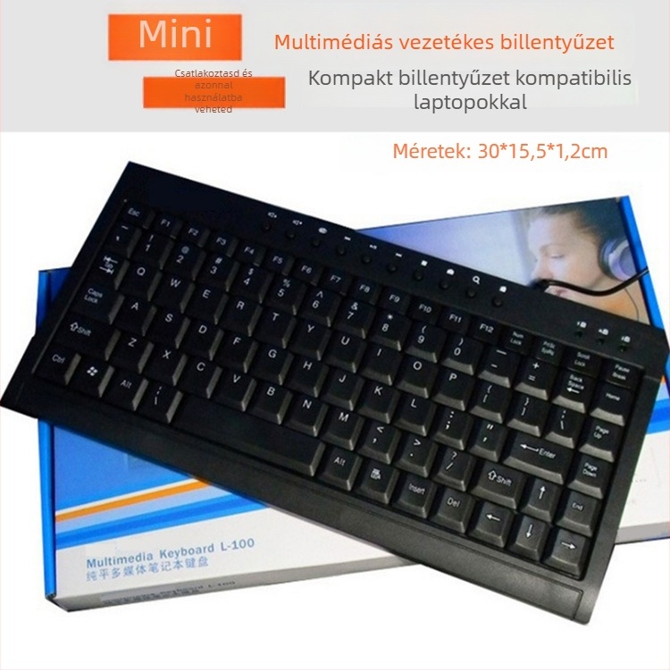 L-100 laptop billentyűzet, 88 gomb, vezetékes, fém ház