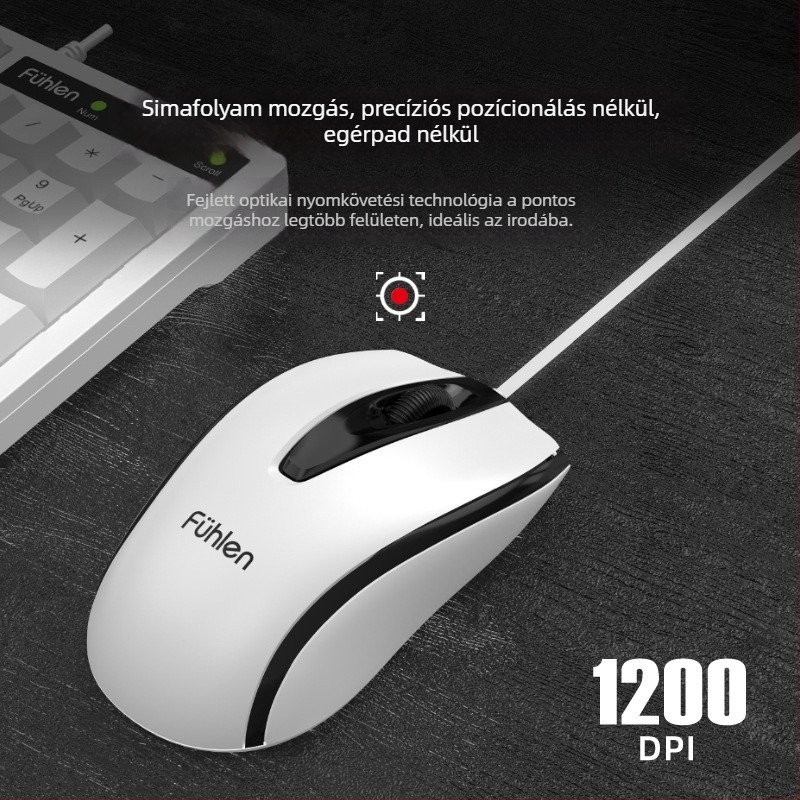 L650 kábeles billentyűzet és egér készlet – USB, 1000dpi optikai, 1,5 m kábel, ergonikus kialakítás