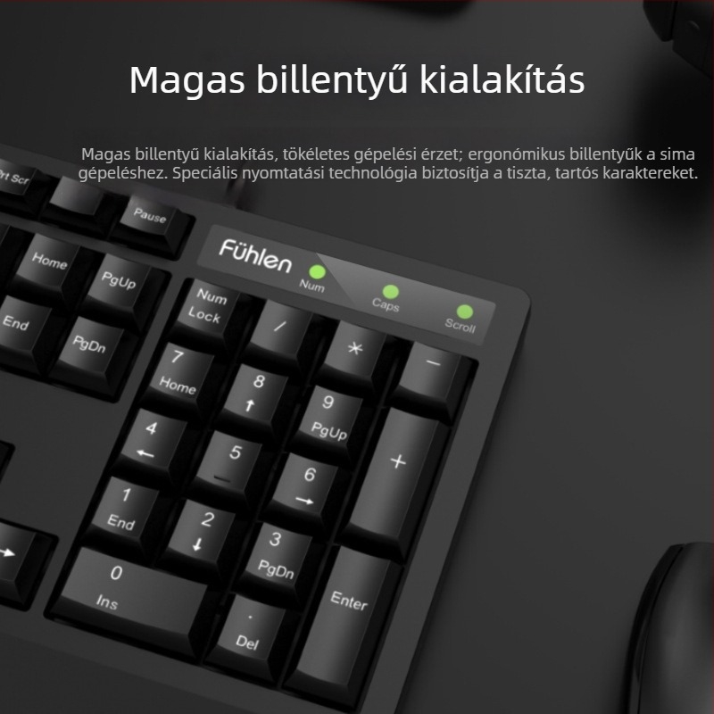 L650 kábeles billentyűzet és egér készlet – USB, 1000dpi optikai, 1,5 m kábel, ergonikus kialakítás