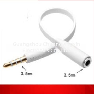3,5 mm férfi–nő audió adapter mobiltelefonokhoz, körkörös 4-vezetékes csatlakozó, élő közvetítéshez