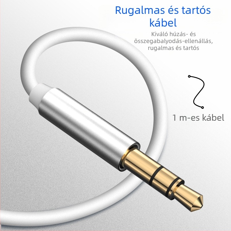 Apple Aux autóhifi kábel 8P–ról 3,5 mm-es adapterkábellel, hangvonal, rézvezeték, ónbevonatú rézmag