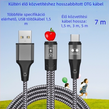 OTG adapter SO8 hosszabbító kábel Apple és Huawei Type-C okostelefonokhoz, kültéri használat