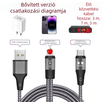 OTG adapter SO8 hosszabbító kábel Apple és Huawei Type-C okostelefonokhoz, kültéri használat