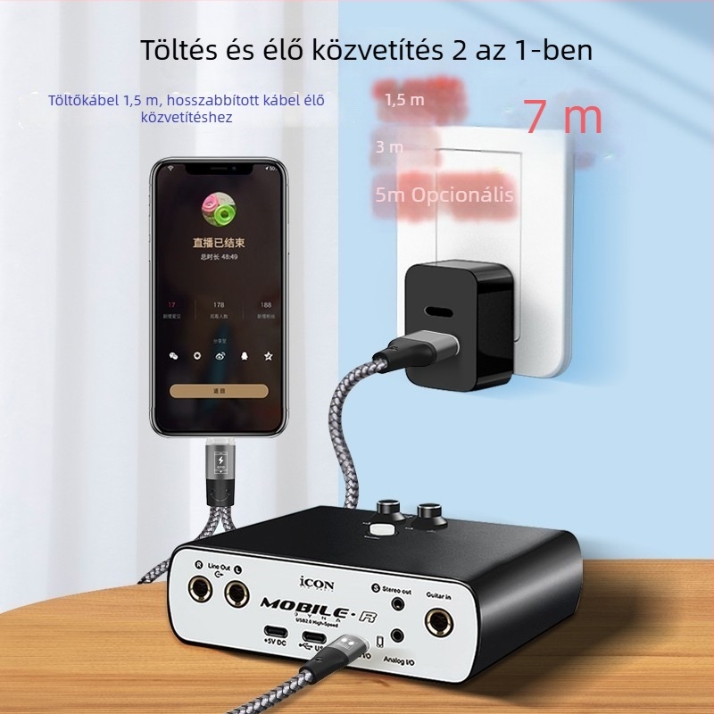 OTG adapter SO8 hosszabbító kábel Apple és Huawei Type-C okostelefonokhoz, kültéri használat