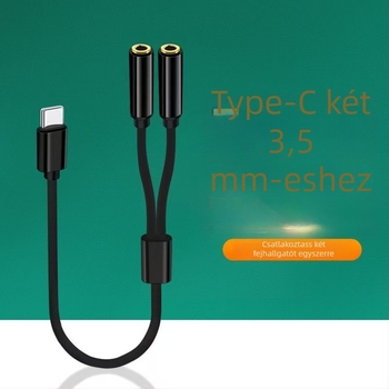 Type-C 1–2 Audio Splitter Kábel, Egy–Kettő Adapter, Rézvezető, Ónzott Rézmag