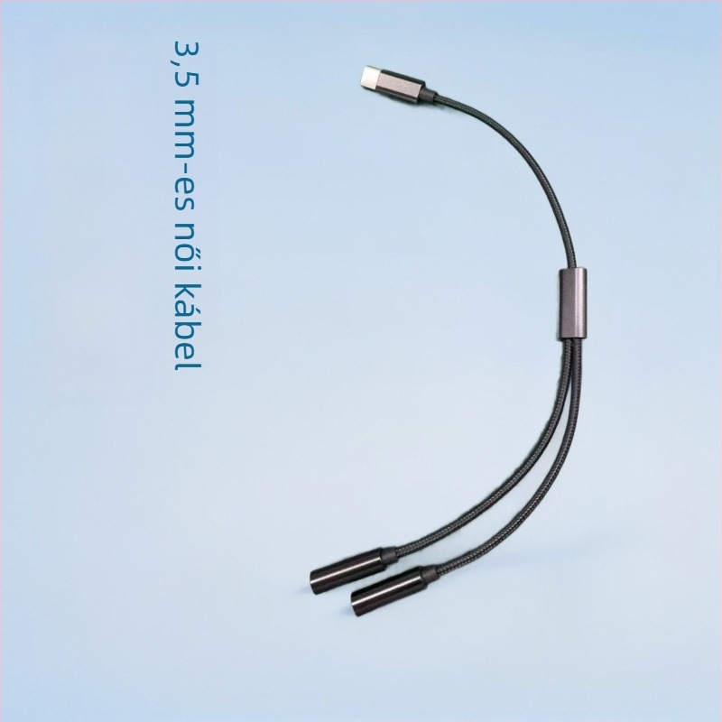 Type-C 1–2 Audio Splitter Kábel, Egy–Kettő Adapter, Rézvezető, Ónzott Rézmag