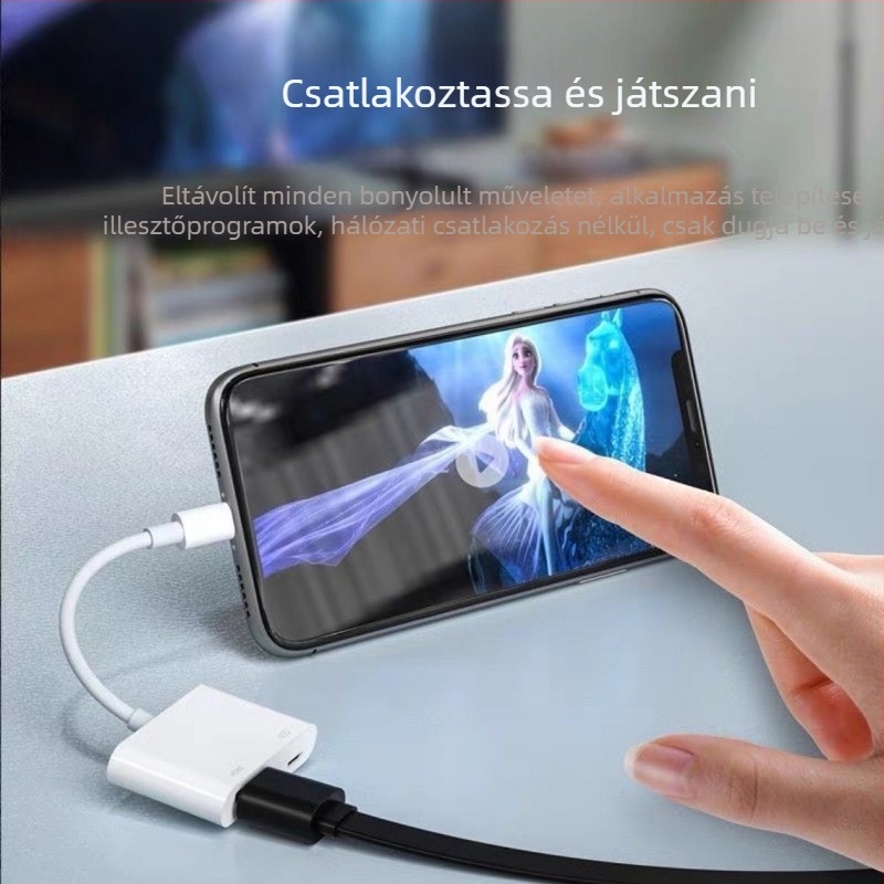 Lightning–HDMI adapter iPhone-hoz, 0,15 m oxigénmentes rézkábel, nikkelezett csatlakozók, modell 1.1