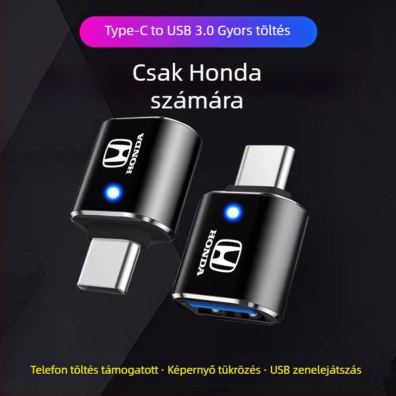Honda USB Type-C USB adatkábel autó töltéséhez, kompatibil UR-V, Lingpai és HR-V modellekkel.