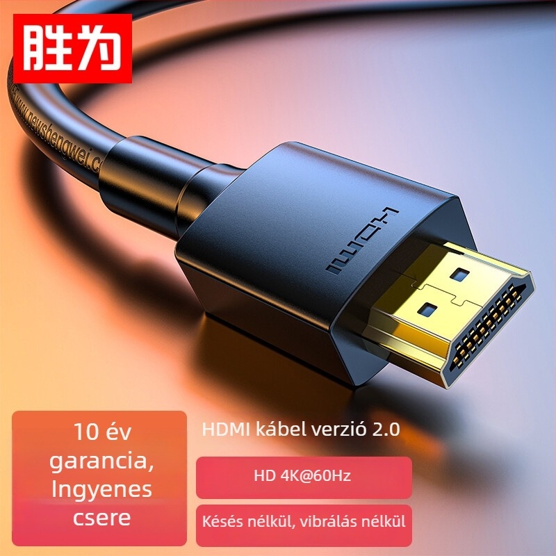 HDMI 2.0 kábel, 4K és 3D támogatással, aranyozott érintkezők, vezető réz oxigénmentesen, alkalmas set-top boxhoz, projektorhoz vagy monitorhoz