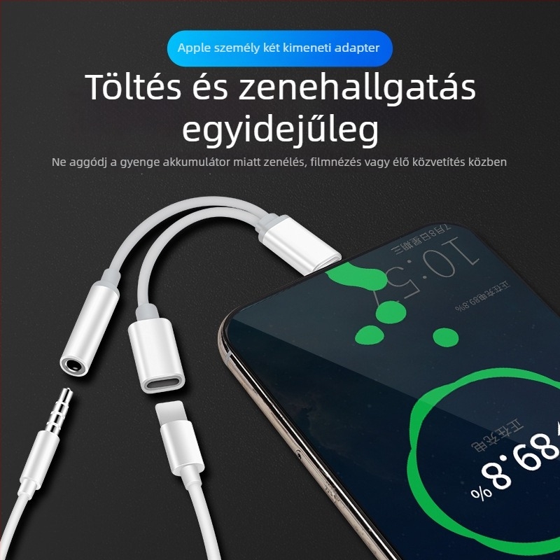 Apple 2–in–1 töltés- és audió adapter kábel iPhone sorozathoz (töltés + zenehallgatás)