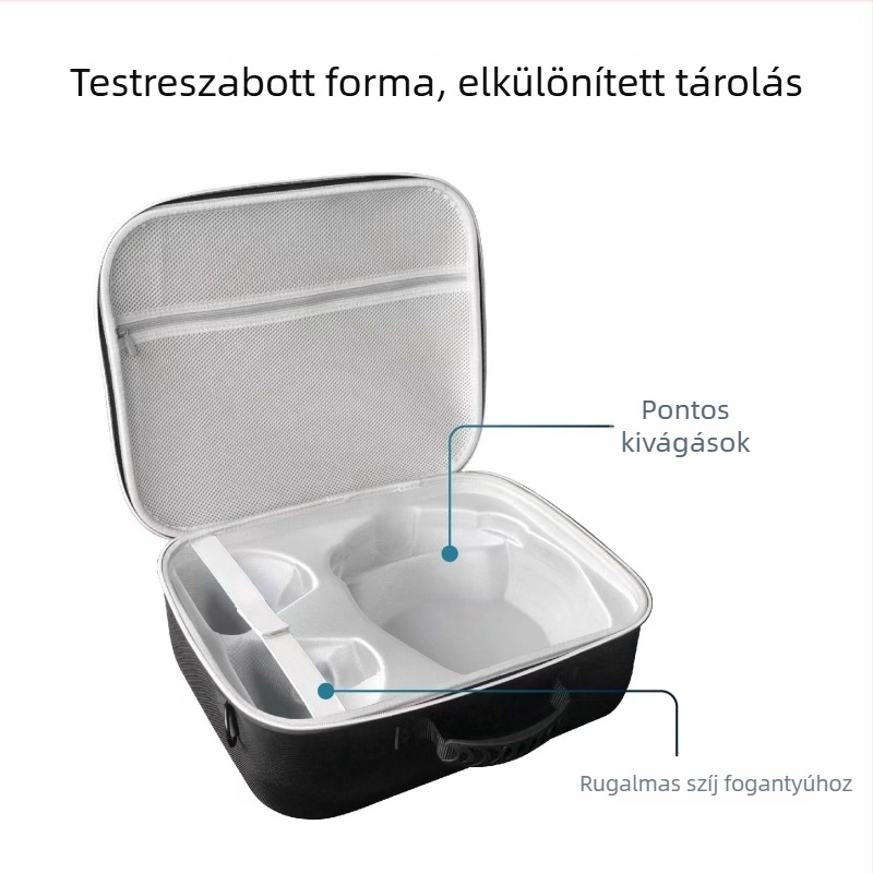 PS VR2 tárolótáska EVA védelemmel, keresztpántos kialakítás, Oxford külső anyag, kompatibilis PS VR2 fejhallgatóval és kontrollerekkel, GP512