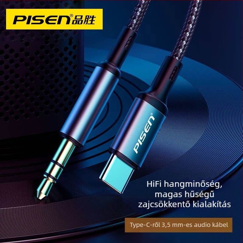Pisen C145 Type-C audio kábel aranyozott alumínium ötvözet maggal, 3,5 mm-es csatlakozó