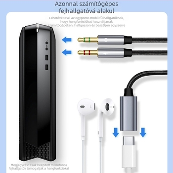Type-C női–3,5 mm-es audio adapter kábel rézmaggal, digitális eszközökhöz