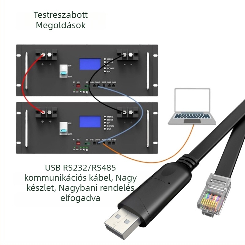 UK7039 soros USB-RJ45 8P8C kábel RS485 kommunikációhoz és BMS lítiumakkumulátor monitorozásához, réz, 0,5–5 m
